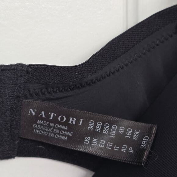 Natori black Pure Luxe Underwire T-Shirt Bra adjustable straps size 38D lace - Picture 4 of 6